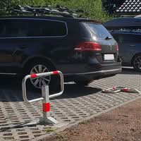COMMANDER Drop Down Frame Post - Galvanised Finish with Red Reflective Bands - Sub-Surface Fix