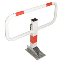 COMMANDER Drop Down Frame Post - Galvanised and Painted White with Red Reflective Bands - Surface Fix