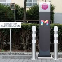 TRAFFIC-LINE EV Charging Point Protection Bollards - 800mmH x 108mm Ø - Stainless Steel - White Reflective Band - Surface Fix