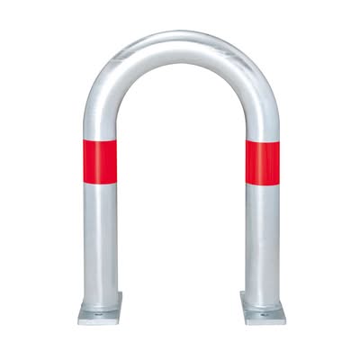 TRAFFIC-LINE EV Charging Point Protection Guard - 60mm Ø - 500mmH x 360mmW - Red Reflective Bands - Surface Fix