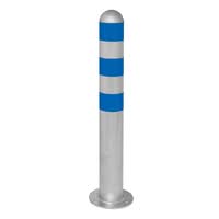 TRAFFIC-LINE EV Charging Point Protection Bollards - 800mmH x 108mm Ø - Hot Dip Galvanised - Blue Reflective Band - Surface Fix