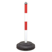 TRAFFIC-LINE EXTERN Chain Post 1000mmH - Post: Hot Dip Galvanised + Powder Coated Red/White - Base: Recycled Rubber