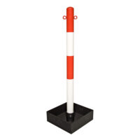 TRAFFIC-LINE EXTERN Chain Post 1000mmH - Post: Hot Dip Galvanised + Powder Coated Red/White - Base: Without Carry Handles
