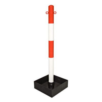 TRAFFIC-LINE EXTERN Chain Post 1000mmH - Post: Hot Dip Galvanised + Powder Coated Red/White - Base: Without Carry Handles