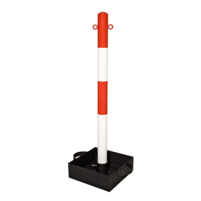TRAFFIC-LINE EXTERN Chain Post 1000mmH - Post: Hot Dip Galvanised + Powder Coated Red/White - Base: With Carry Handles