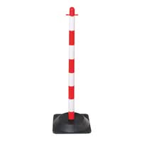 GUARDA Chain Post - Red/White - Recycled Rubber Base