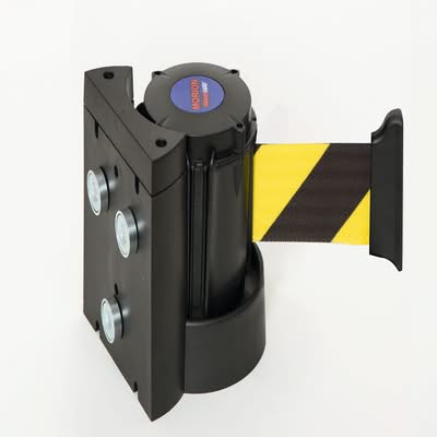 TRAFFIC-LINE Magnetic Wall Mounted Belt Barrier - Case Black Yellow/Black Belt