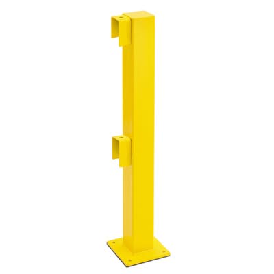BLACK BULL HD Impact Protection Railing System - End Post 1,000mmH - Outdoor Use - Hot Dip Galvanised + Powder Coated - Yellow