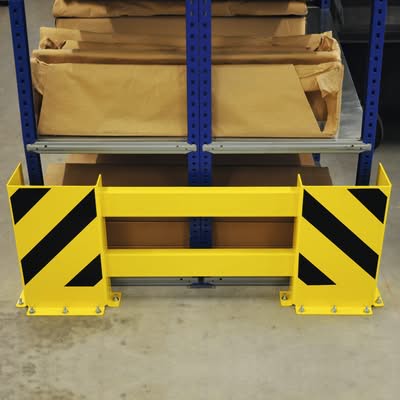 BLACK BULL Pallet End Frame Protectors Type B - Indoor Use - 900-1,300mm - Powder Coated - Yellow/Black