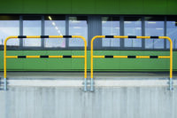 TRAFFIC-LINE Steel Hoop Guard - Wall Fixed Removable - Outdoor Use - 1,300 x 2,000mmL - Hot Dip Galvanised + Powder Coated - Yellow/Black