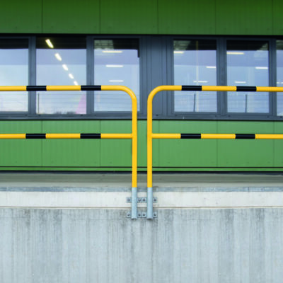 TRAFFIC-LINE Steel Hoop Guard - Wall Fixed Removable - Indoor Use - 1,300 x 2,000mmL - Powder Coated - Yellow/Black