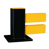BLACK BULL FLEX Impact Protection System HYBRID Low Level - End Post Steel 255mmH - Indoor Use - Powder Coated - Black