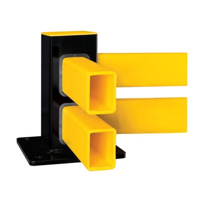 BLACK BULL FLEX Impact Protection System HYBRID Low Level - Corner Post Steel 255mmH - Indoor Use - Powder Coated - Black