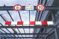 TRAFFIC-LINE Height Restriction Barriers Reflective 150 x 20mm - Aluminium Panel with Suspension Chains - 2,000mmL