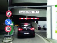 TRAFFIC-LINE Height Restrictor - Plastic with Suspension Chains - 100mm Ø x 1,000mmL - Red/White Reflective bands