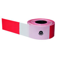 TRAFFIC-LINE Recycled Barrier Tapes - 80mm x 500mL - Manufactured from recycled Polyethylene - In Dispensing Carton - Red/White